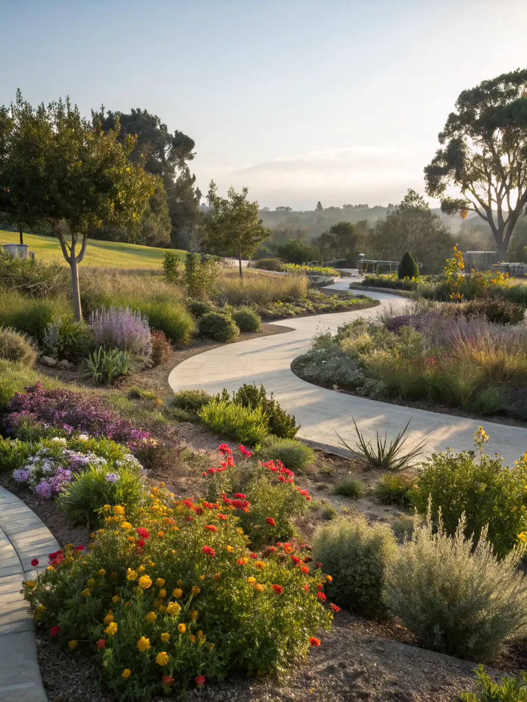 A picture of a guided tour through a historical garden, with a knowledgeable guide explaining the history and significance of the plants and landscape.